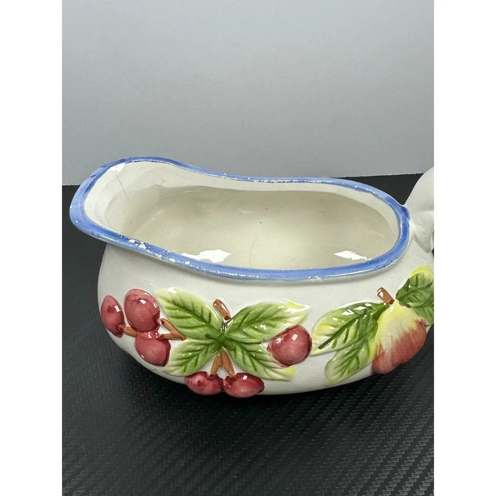 Panware Ceramic Fruit‎ Gravy Sauce Pitcher Creamer Red Yellow Pear Design